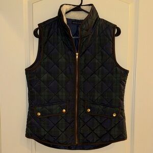 British Khaki Quilted Vest - Dark Blue and Green
